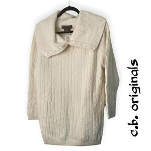 C.B. Originals Vintage  Natural Angora / Wool Cream Cable Knit Sweater